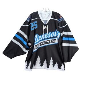 Minnesota Ice Cougars KHL Ice Hockey Jersey Panther‎ #25 Lace Up Size Large